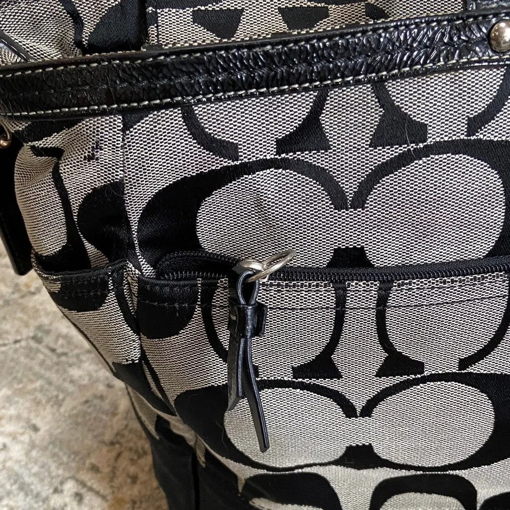 Coach 2009 Stripe Jacquard Black and Gray Baby Bag (F13803) - Picture 16 of 16